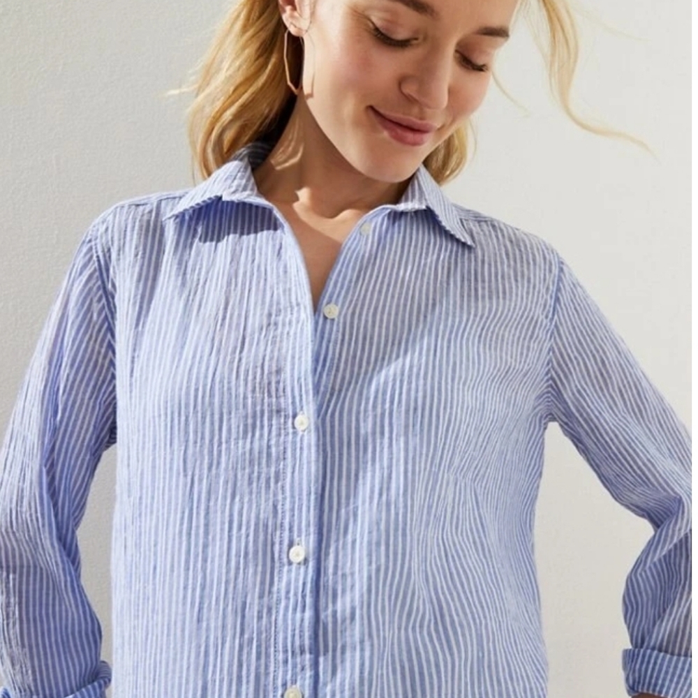 SOLDLOFT Maternity Striped Button Tunic Seersucker